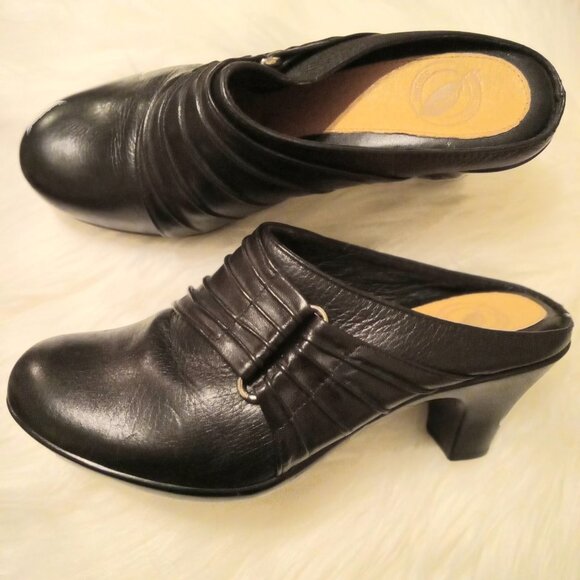 Nurture by Lamaze Shoes - Nurture Black Leather Clogs Size 7 M Cushioned Insoles Guc